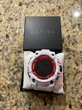 Activa White and Red Digital Sport Watch for Men